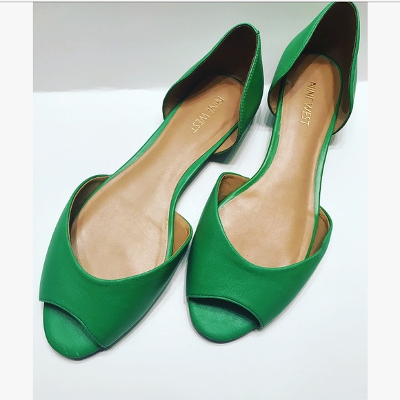Nine West Shoes - Nine West Green Peep Toe Flats
